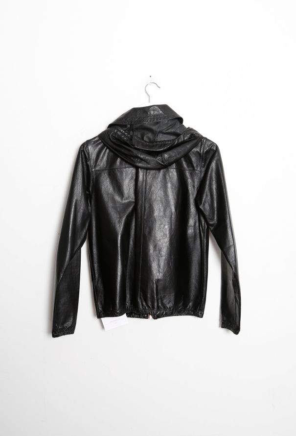 Céline Leather Hooded Zip Jacket - 10