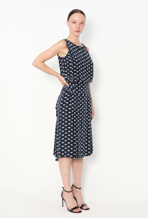 Chanel '80s Belted Silk 'CC' Trim Dress - 4