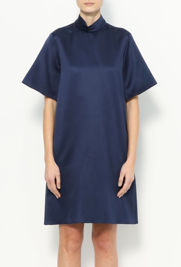Céline Navy Silk Shift Dress with Elevated Collar – 2013 - 2