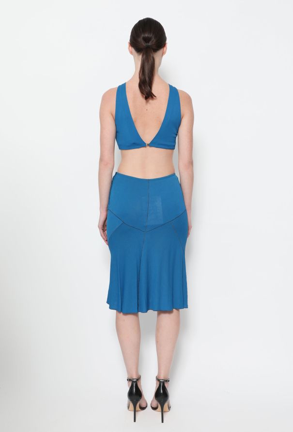 Alaïa 90s Cyan Top & Skirt Ensemble - 3