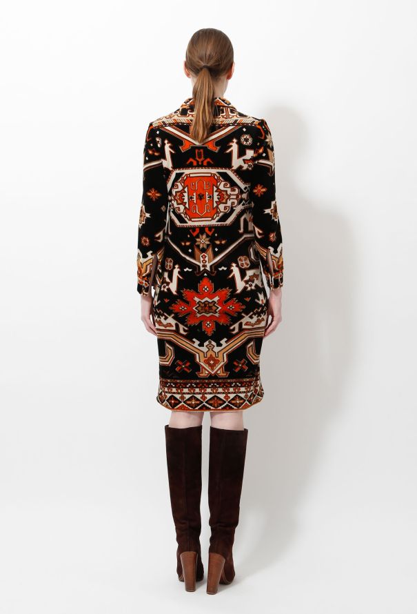Exquisite Vintage Leonard '60s Graphic Velvet Shirt Dress - 6