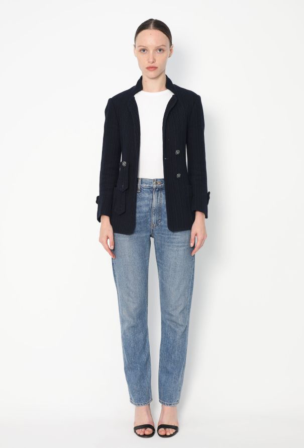 Chanel Asymmetrical Ribbed 'CC' Jacket - 3