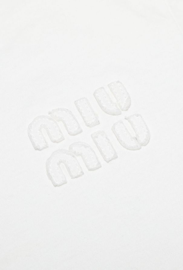 Miu Miu 2023 Cropped Emblem T-Shirt - 6