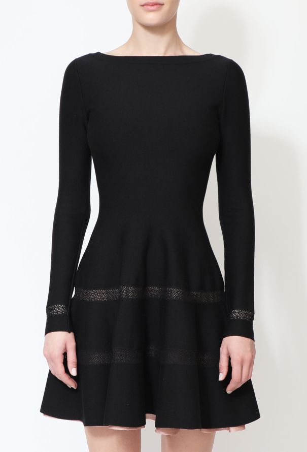 Alaïa Crochet Cut-Out Flared Skater Dress - 2