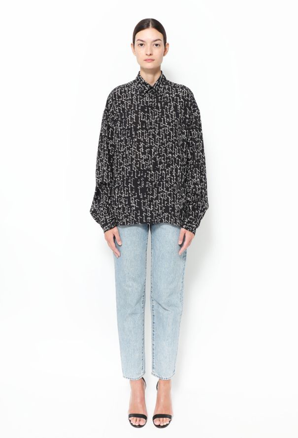 Givenchy Scripted Silk Blouse Black - 2