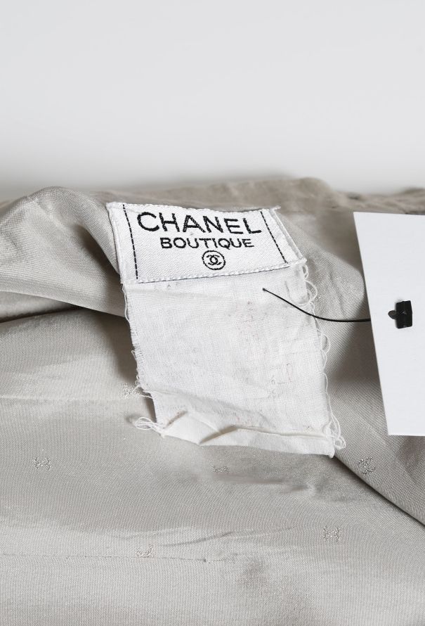 Chanel 80s Side Striped Linen Skirt - 4