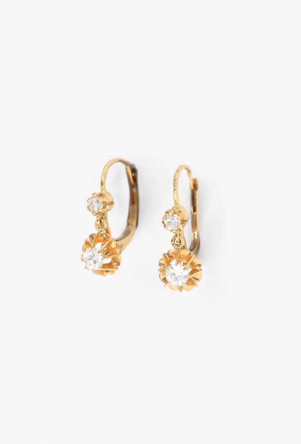 Vintage Fine Jewelry 1950s 18k Yellow Gold & Sapphire Dormeuses - 2