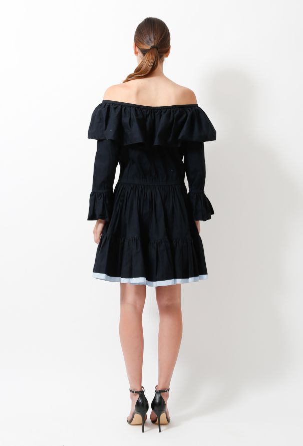 Saint Laurent Vintage Off-Shoulder Ruffled Peasant Dress - 5