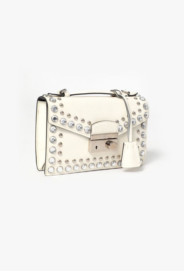 Prada Studded Saffiano Sound Satchel Bag - 3
