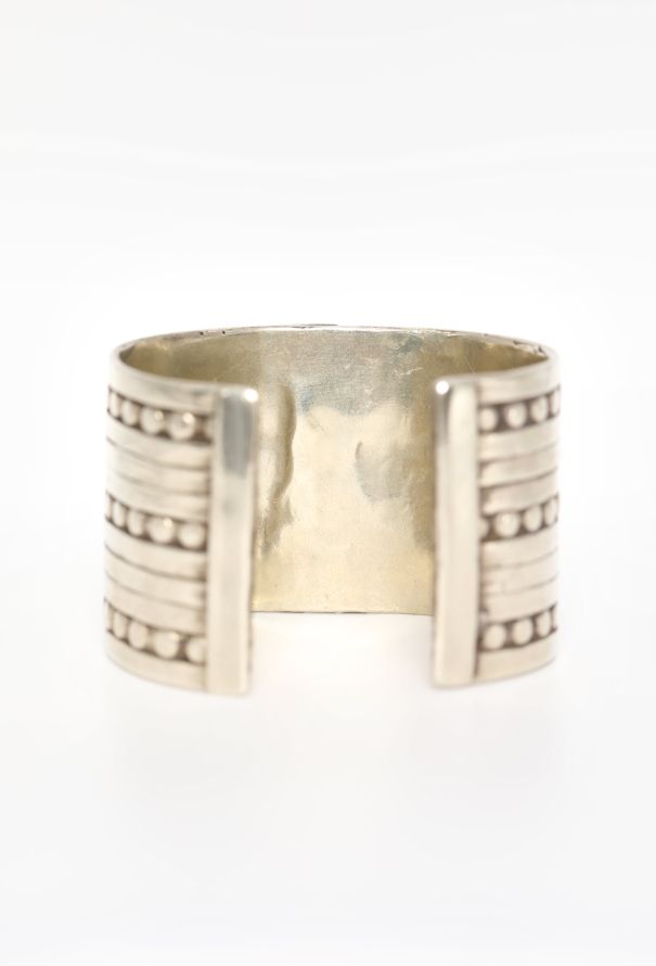 Modern Fine Jewelry Dotted Silver Open Bangle Bracelet - 4