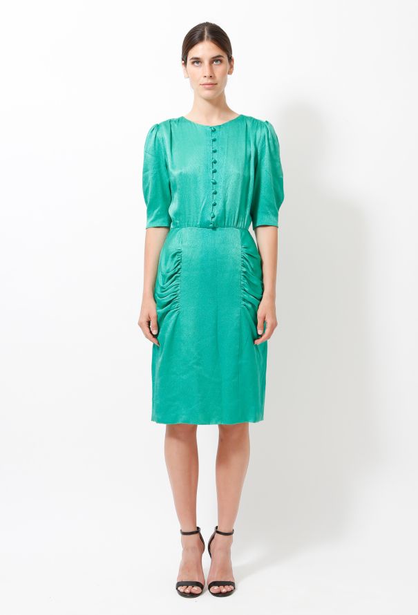 Jean-Louis Scherrer Vintage Emerald Green Silk Dress - 1