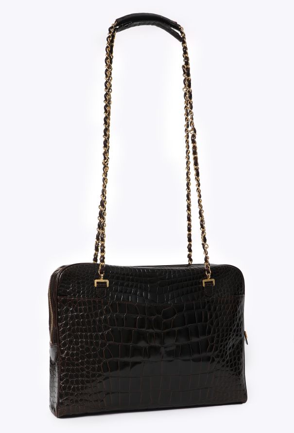 Chanel Vintage Brown Alligator Maxi Camera Bag - 2