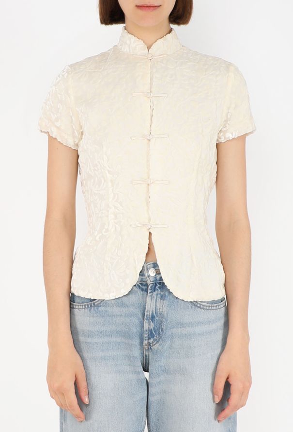 Shanghai Tang Velvet Devoré Top, 1990s - 1