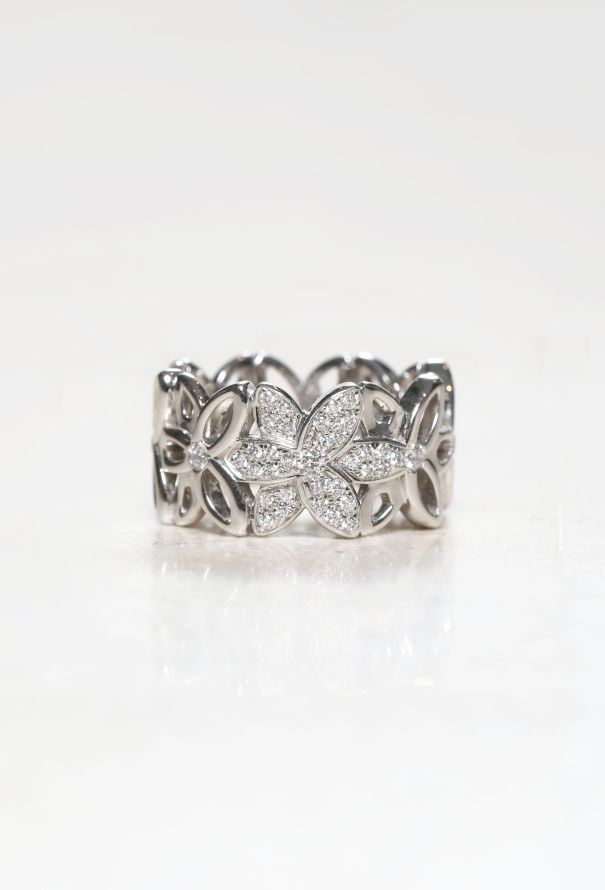 Mellerio 18k White Gold & Diamond Ring - Floral Pattern - 1