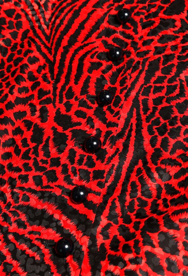 Saint Laurent 1996 Leopard Print Silk Blouse - 6