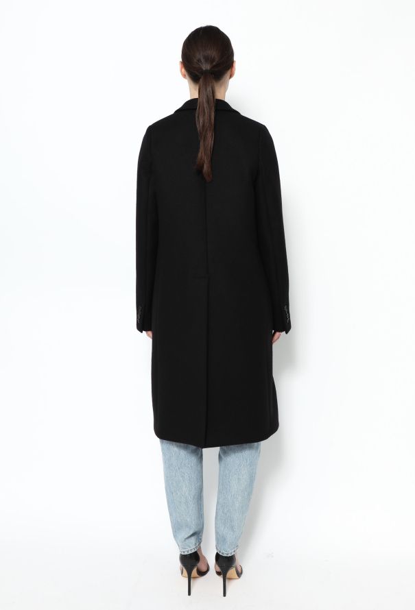 The Row Timeless Wool Crombie Coat Black - 3