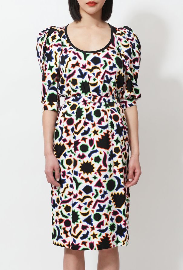 Saint Laurent Vintage Geometric & Star Print Dress - 2