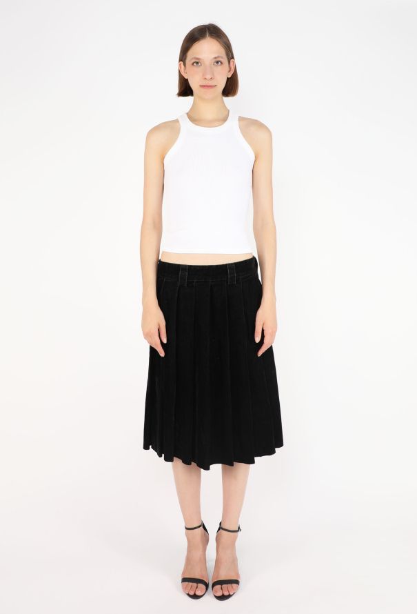 Miu Miu Velvet Logo Pleated Skirt, 2024 - 4