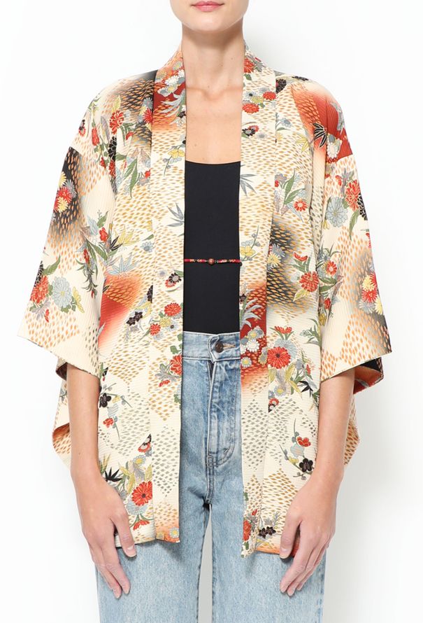 World Treasures Authentic Floral Jacquard Kimono - 1