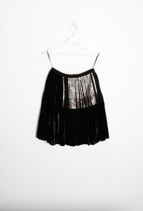 Balenciaga 2009 Sequin Cut-Out Velvet Skirt - 6