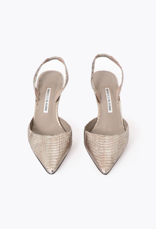 Manolo Blahnik 2019 Metallic Python Carolyne Pumps - 3