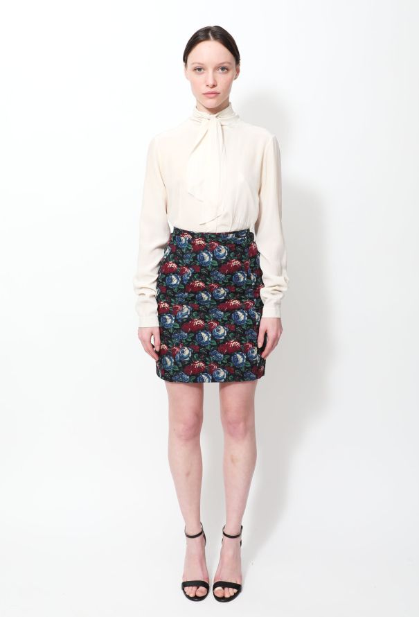 Saint Laurent RARE '60s Floral Crop Jacket & Skirt Ensemble - 3