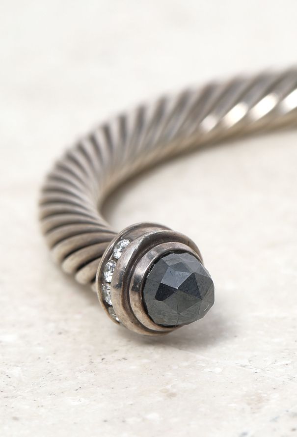David Yurman Sterling Silver, Diamond & Onyx Classic Cable Bracelet - 6