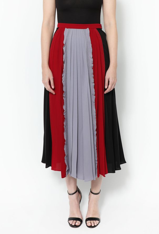 Valentino Pre-Fall 2015 Pleated Silk Skirt Black - 3