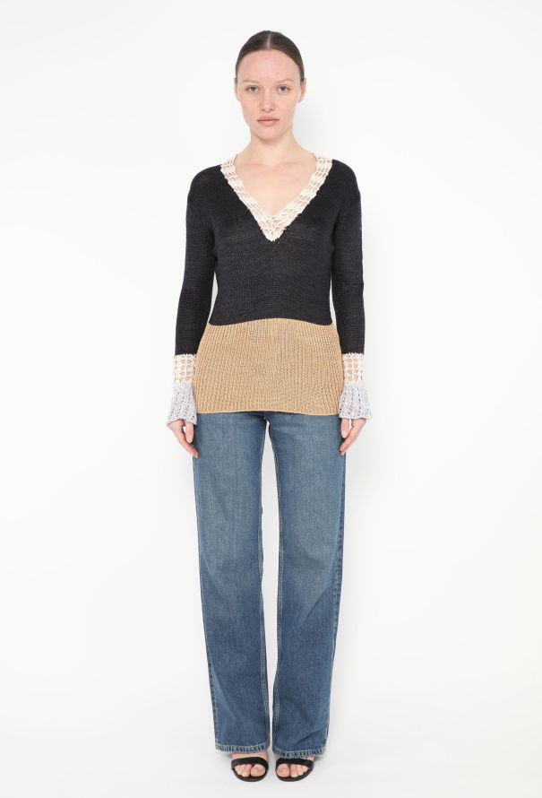 Rodarte Crochet Trim Silk Sweater - 2