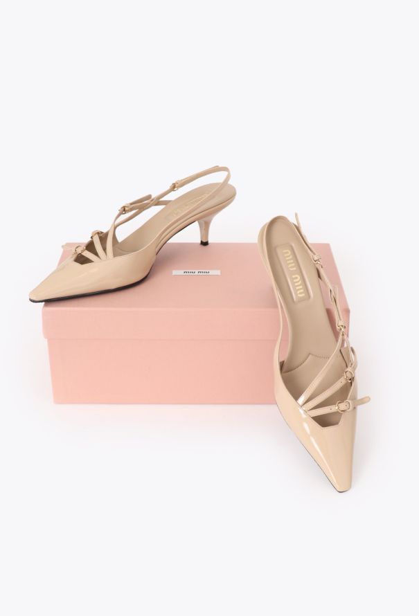 Miu Miu F/W 2023 Patent Strap Slingbacks - 3