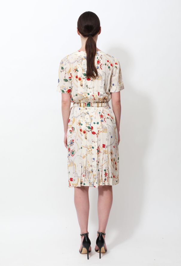 Chanel Rare '80s  Jewel Print Pleated Dress - 5