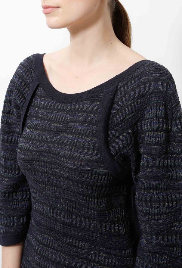Chanel Navy Graphic Knit Dress - 2
