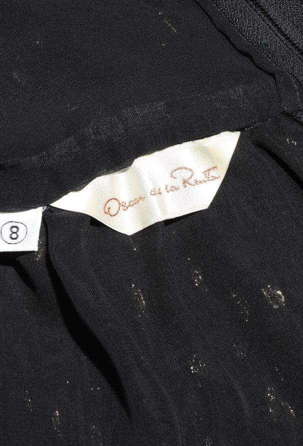 Oscar De La Renta Vintage Ruffled Lamé Chiffon Dress - 5