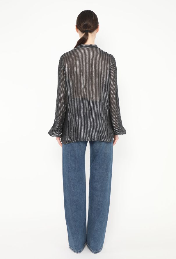 Saint Laurent Iridescent Lamé Lavallière Blouse - 4