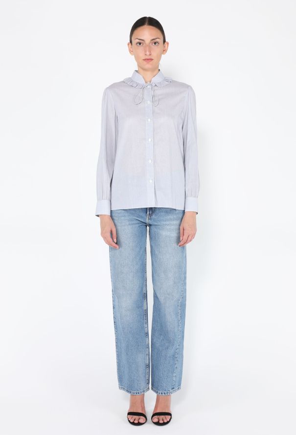 Céline Pinstripe Prairie Button Down - 4