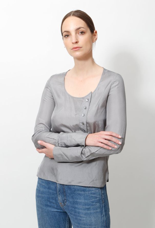 Balenciaga 2002 Striped Silk Blouse - 1