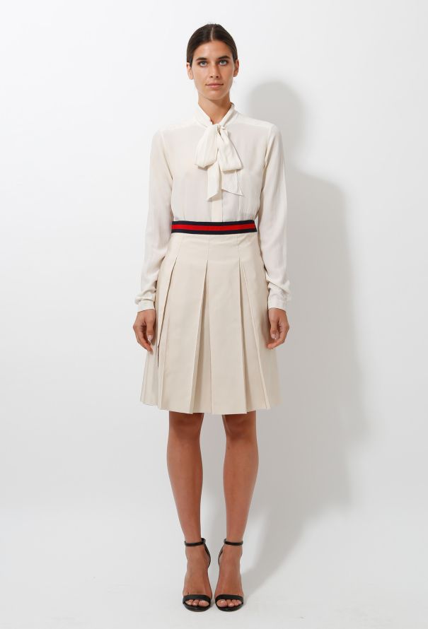 Gucci Logo Striped Pleated Skirt - 1