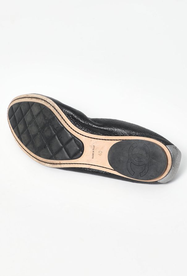 Chanel 2008 Metallic Trim 'CC' Ballerinas - 6
