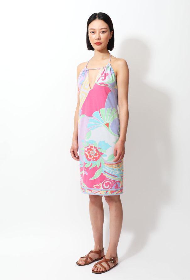 Leonard Fuchsia Floral Halter Dress - 4