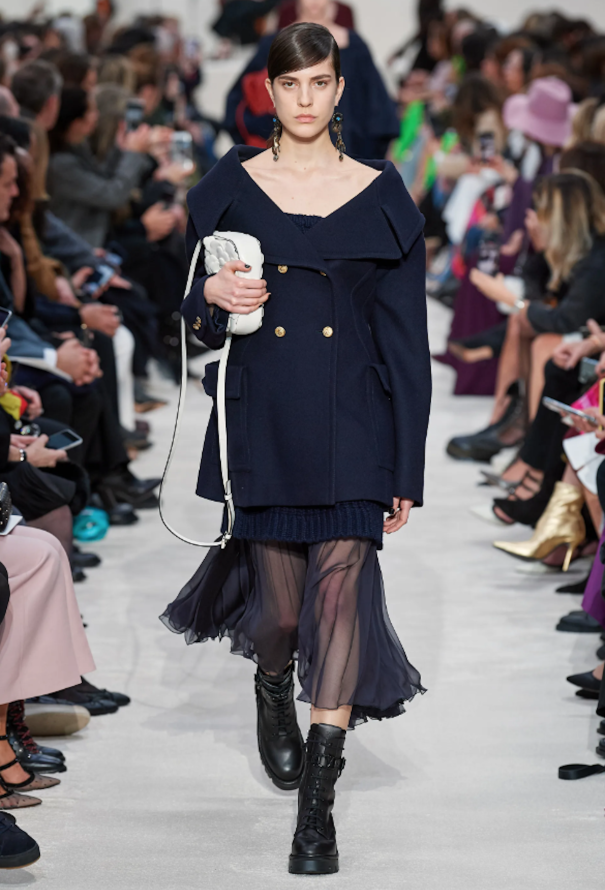 Valentino F/W 2020 Portrait Neckline Wool Peacoat - 2