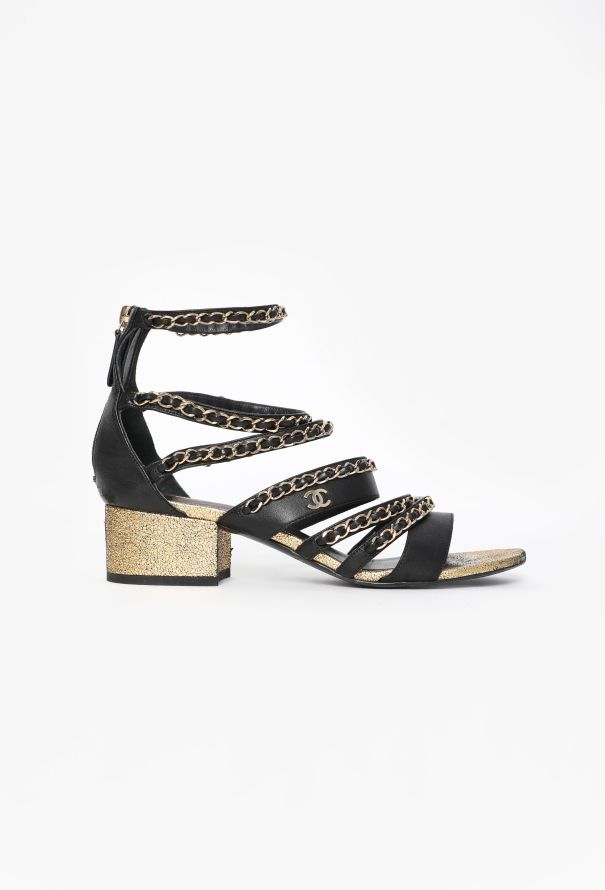 Chanel Chainlink Leather Gladiator Sandals - 1