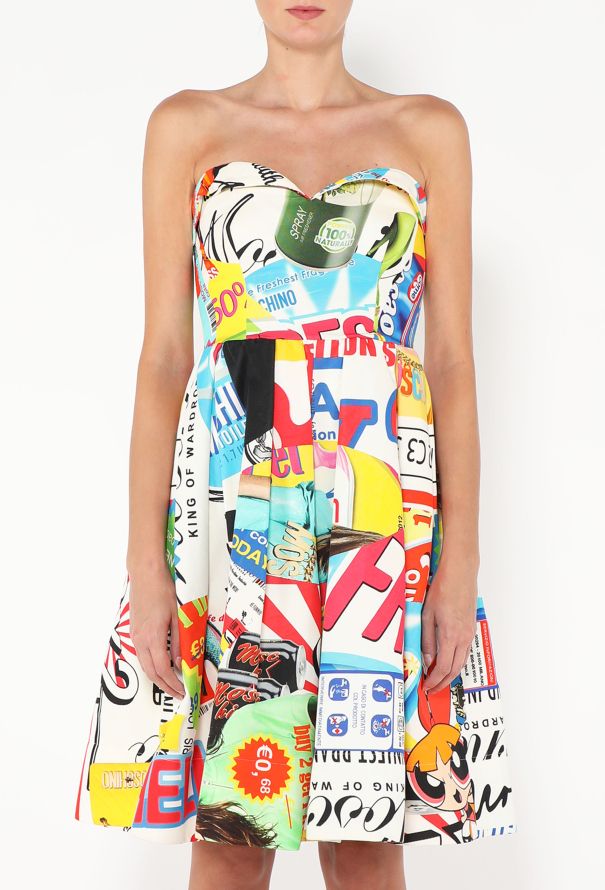 Moschino S/S 2016 Strapless Printed Dress - 3