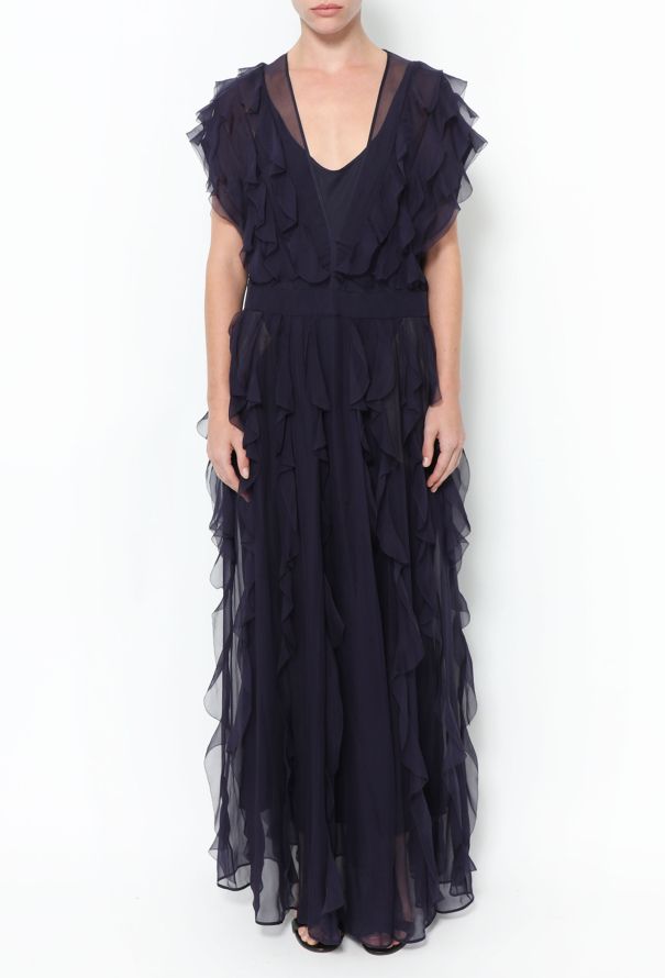 Valentino Silk Scalloped Ruffle Dress - 3