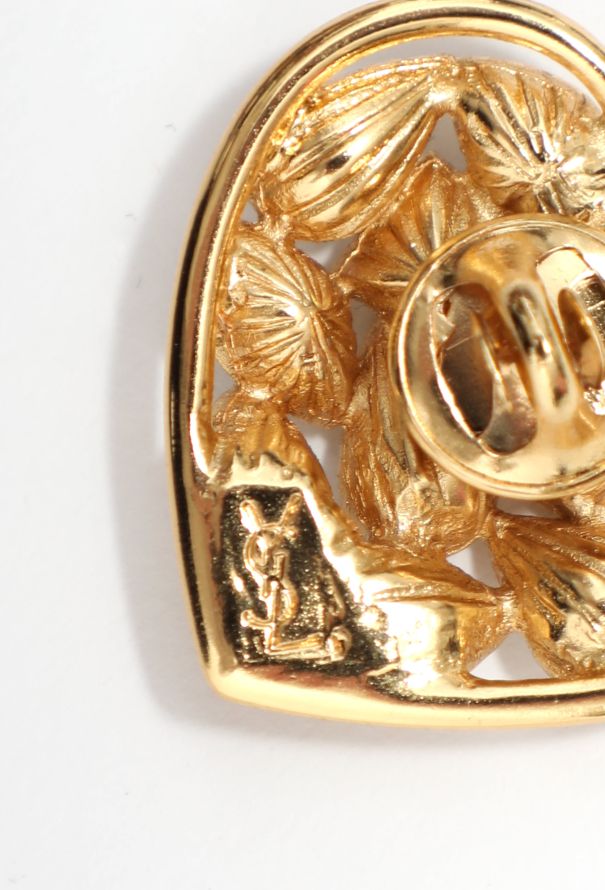 Saint Laurent Vintage Embellished Faceted Heart Pin - 4