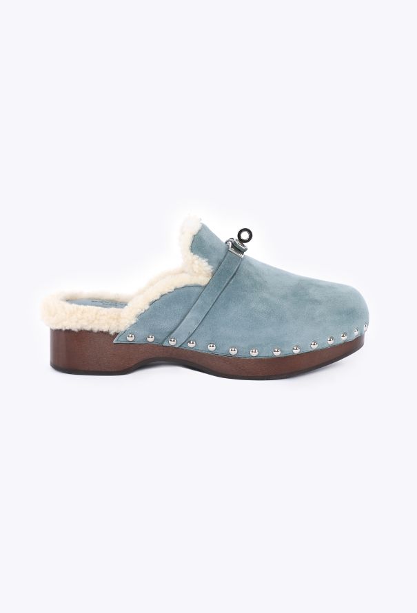 Hermès Suede Shearling Carlotta Mules, 2022 - 1
