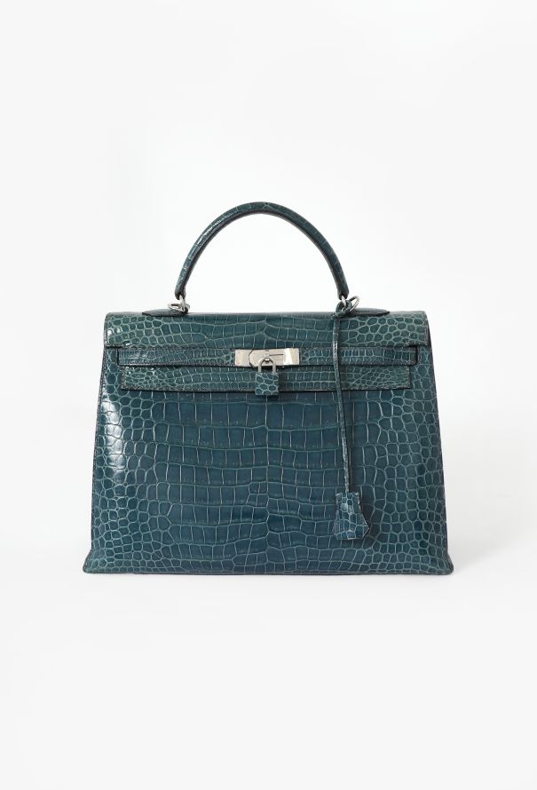 Hermès Blue Jean Porosus Kelly Sellier 35 - 3