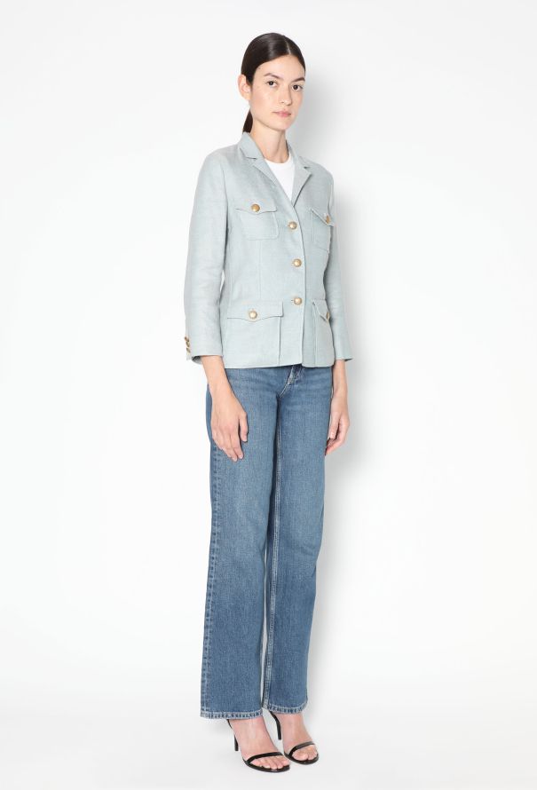 Etro Vintage Pinstripe Linen Blazer - 6