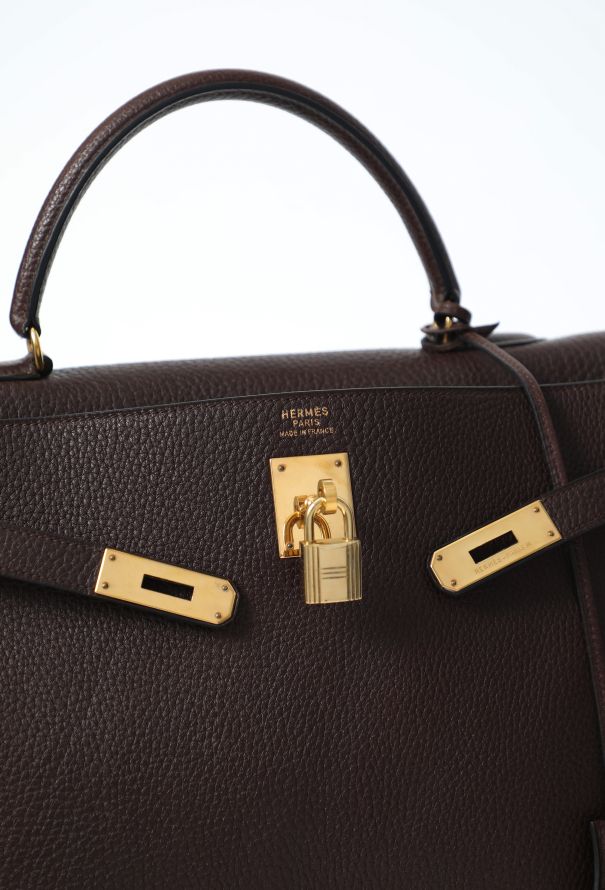 Hermès Vintage Marron Togo Kelly Retourné 35 - 15