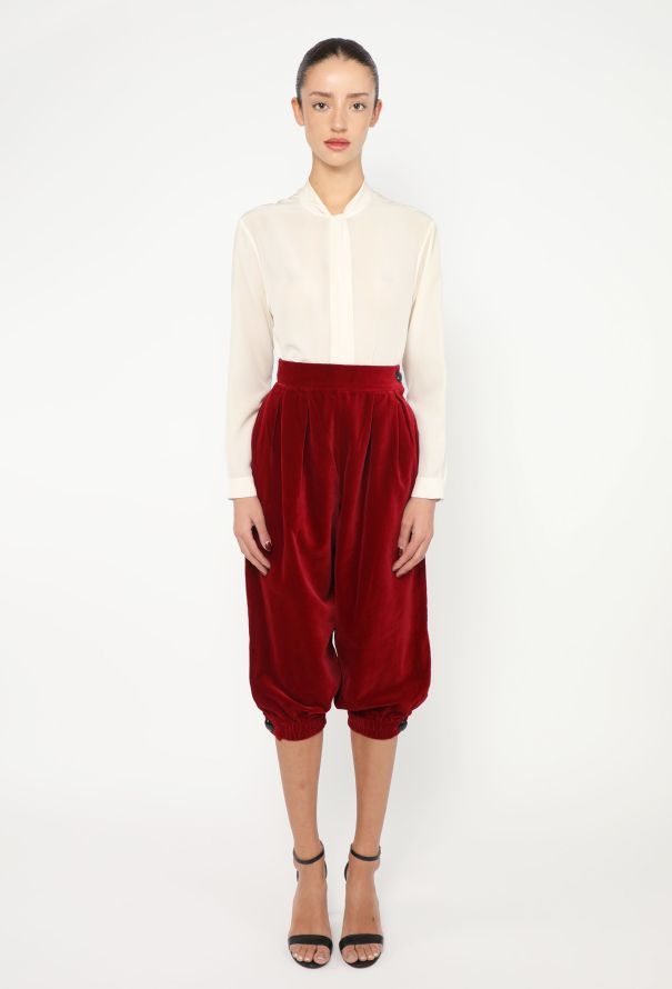 Saint Laurent F/W 1991 Pleated Velvet Culottes - 4