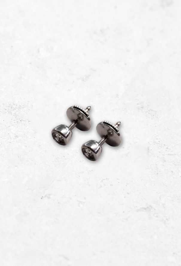 Vintage Fine Jewelry 18k White Gold & Round Diamond Studs - 4
